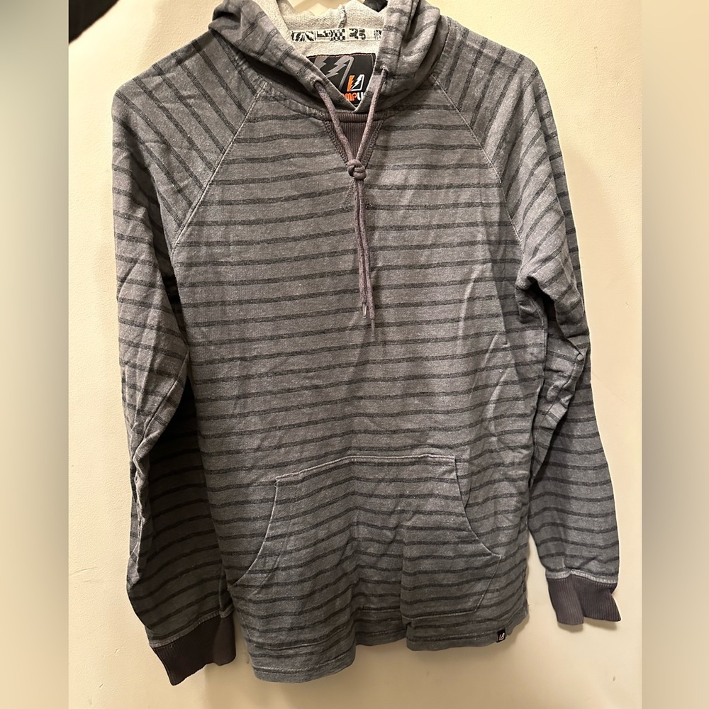 Men’s Grey Striped Hoodie - Grey